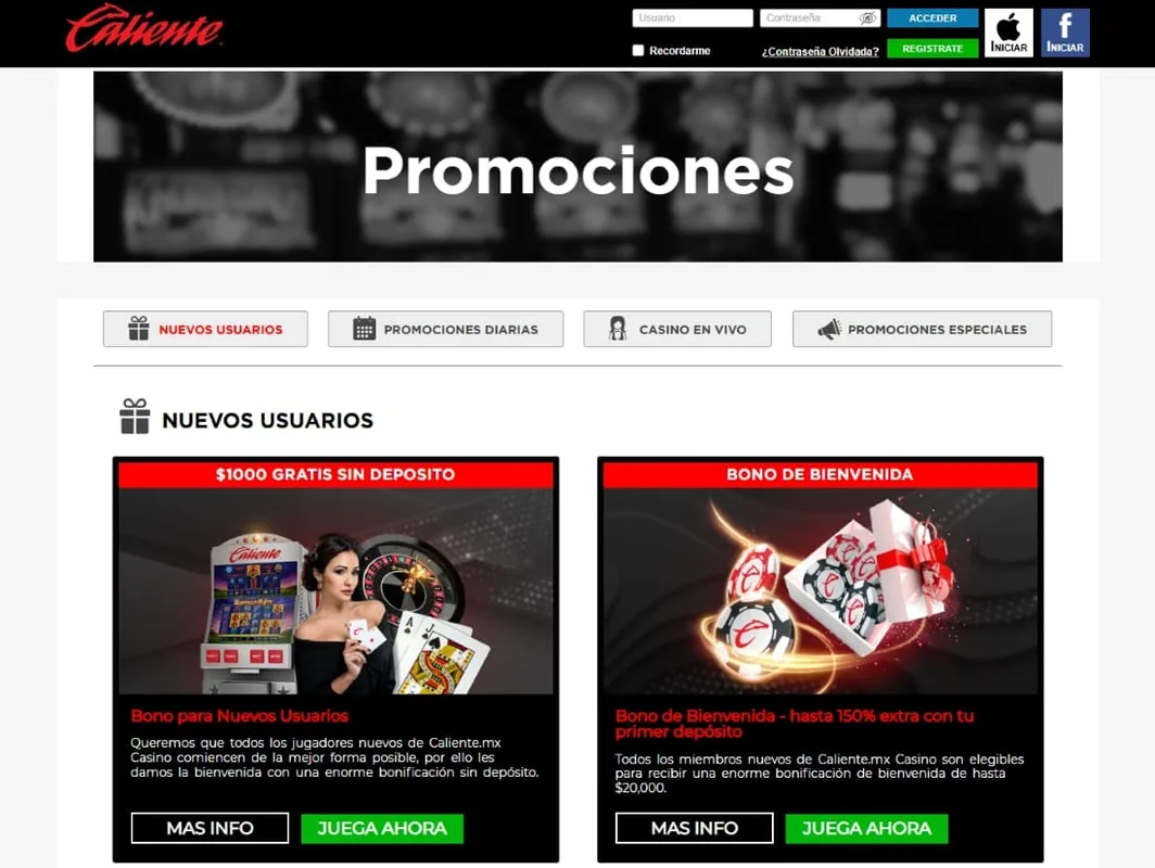 Ofertas para nuevos usuarios con bono sin depósito y bonificación de bienvenida